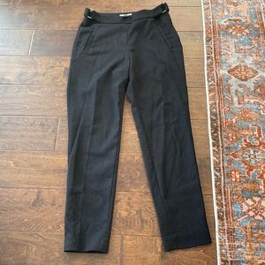H&M black dress pant with side zipper and gold side buckles